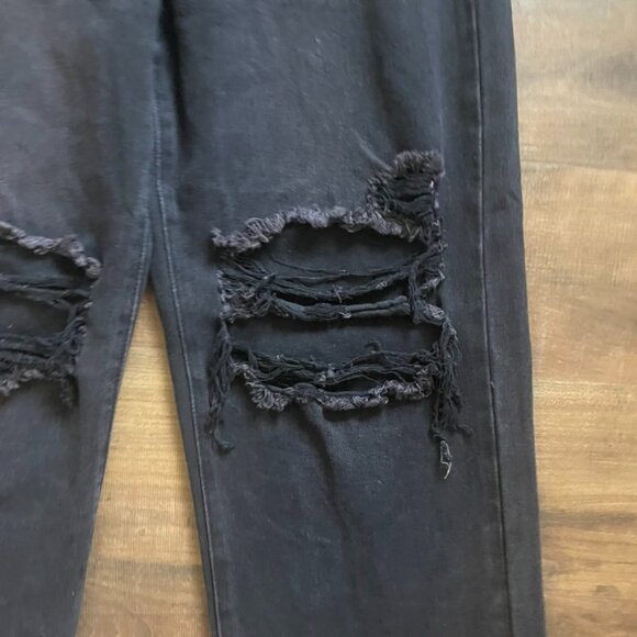 SHEIN Black Distressed Relaxed Boyfriend Jeans Women’s Size L - Picture 3 of 8